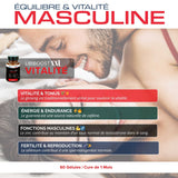 Logo de Libiboost XXL avec texte Performances Masculines pour Vitalité Intime