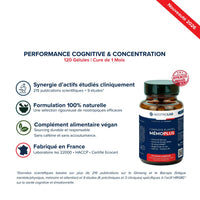 Gélules Ginseng HRG80 pour performance cognitive, complément alimentaire en bouteille