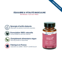 Packaging de Libiboost XXL avec texte sur vitalité masculine et formule naturelle