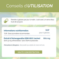 Fiche produit détaillée de l'extrait d'Ashwagandha KSM-66, racine, haute concentration