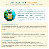 Complément DHA végétal vitamine D en bouteille