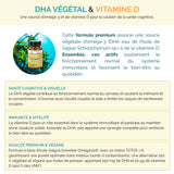 Complément DHA végétal vitamine D en bouteille