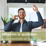 Homme souriant au téléphone, détente et sérénité avec Ashwagandha KSM-66