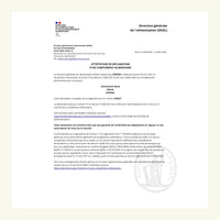 Certificat alimentaire officiel avec logo officiel et texte en français