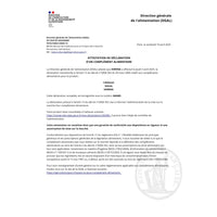 Certificat de conformité et déclaration de complément alimentaire en France