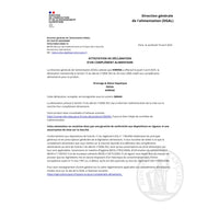 Attestation officielle de déclaration d’un complément alimentaire délivrée par la DGAL pour le produit Drainage & Détox Hépatique de la marque SORENIA.