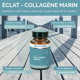 Infographies sur les bienfaits du Collagène Marin, Manganèse et Vitamine C pour la peau