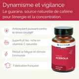 Complément alimentaire acérola bio, vitamine C, réduction fatigue, protection immunité